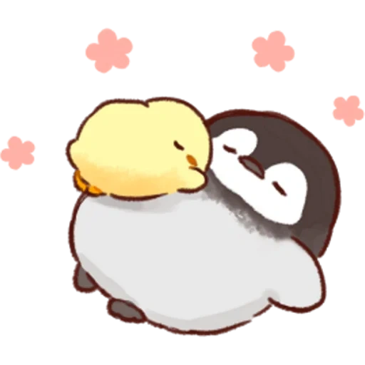 soft und cute chick, pinguin huhn entzückende kunst, ente weich liebenswert küken liebe, küken pinguin weich entzückend cick
