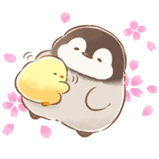 soft und cute chick, pinguin huhn entzückende kunst, ente weich liebenswert küken liebe, küken pinguin weich entzückend cick