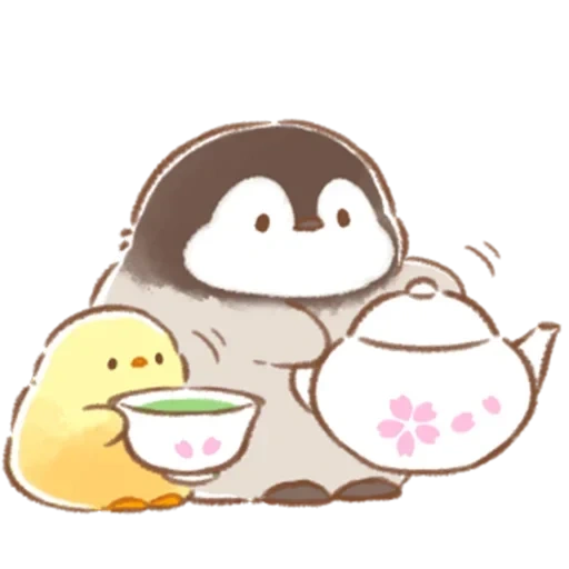 милые рисунки, животные милые, soft and cute chick, цыплëнок пингвинчик soft and cute cick