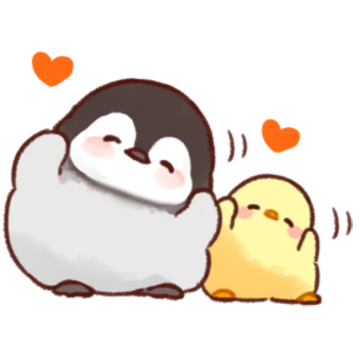 gambar lucu, gambar sayang itu lucu, lembut dan imut, penguin chicken cute art, cick penguin ayam lembut dan imut