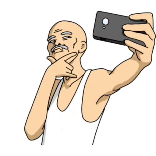 meme, mensch, telefon, telefonillustration, eine person macht eine selfie zeichnung
