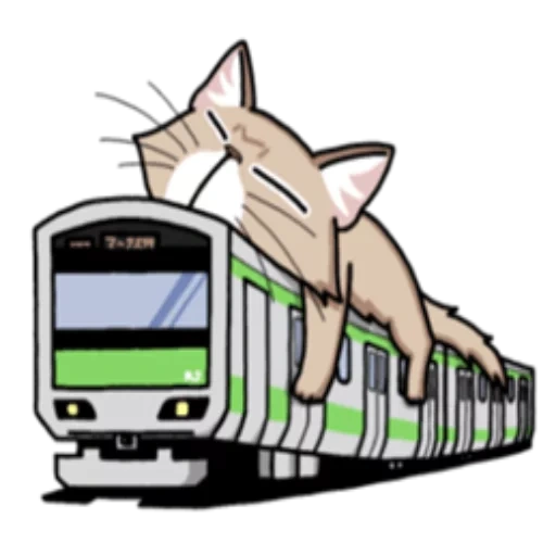 gato, gato, trem elétrico, trem de etiqueta, kuroneko yamato