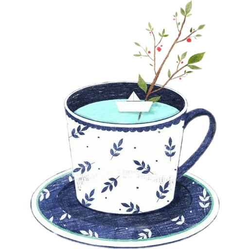 une tasse, tasse de thé, tasse de thé, une tasse de soucoupe, illustration