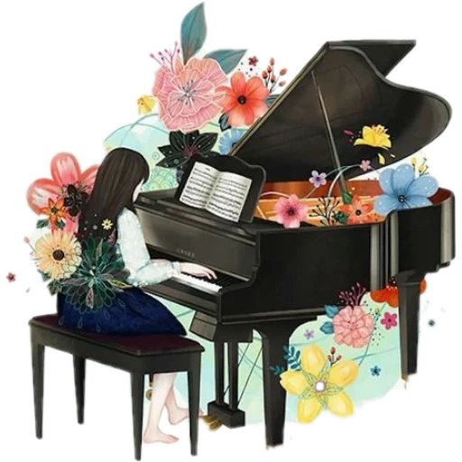 piano drawing, general piano, the magic sounds of the piano, best new age piano music, musical school diary bouquet royale