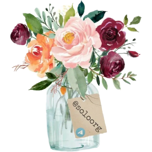 flowers, watercolor bouquet, flowers with watercolors, watercolor roses, watercolor flowers