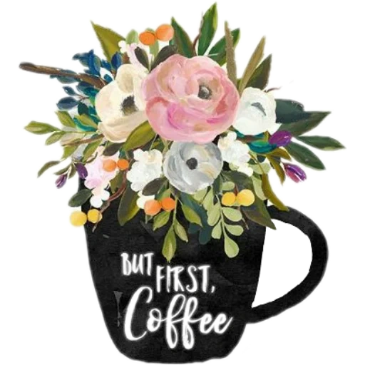 flower coffee, flowers with watercolors, watercolor flowers, time of coffee poster, pictures of flowers with watercolors
