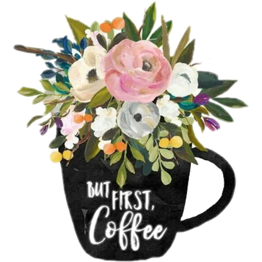 caffè di fiori, fiori con acquerelli, fiori ad acquerello, tempo del poster del caffè, immagini di fiori con acquerelli