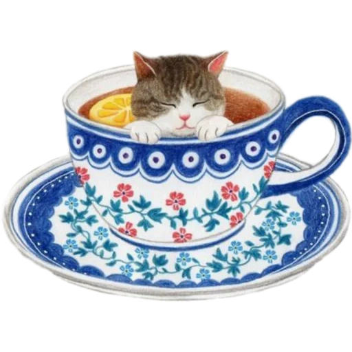 katze, eine cup katze, tasse kätzchen, süße tiere, die katze ist guter morgen