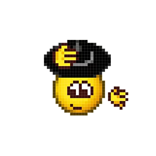 kolobok, smiley, emoticônes, sourire et enlever son chapeau, le visage souriant de kolobka pixel