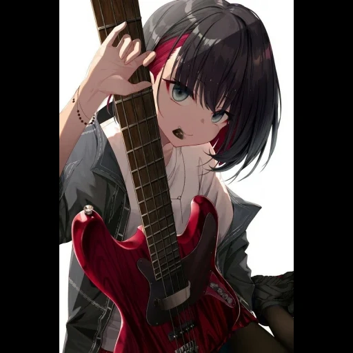 mitake, anime seni, mitake ran anime, seni anime gadis, gadis anime dengan gitar