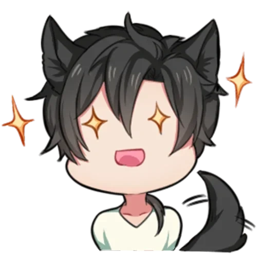 anime, anime neko, anime yang lucu, anime kucing, stiker kucing