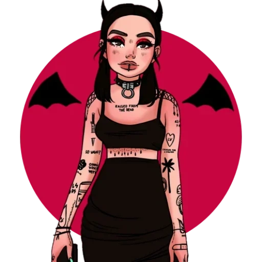 jeune femme, girl goth art, dessins de filles, dessin de fille punk, filles gothiques