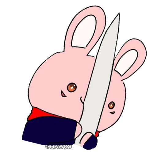 coelho, coelho com uma faca, bunny com uma faca, uma lebre fofa com uma faca, rabbit de faca de estêncil