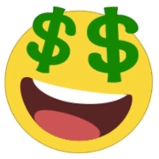 sonrisa dólar, money emoji, dinero sonriente, dólar sonriente, smiley en dólares de ojos