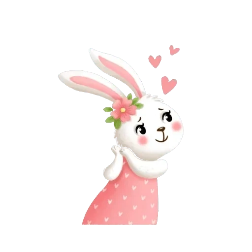 bunny, белый кролик, viola bunny ears, зайчик розовом фоне, милые мультяшные кролики