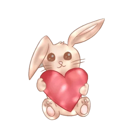 клипарт, кролик рисунок, зайка сердечком, любовь кролик глазками, розовый зайка мультяшный