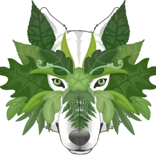 тотемы, тотем волк, green man логотип, зеленая маска волка, вымышленный персонаж