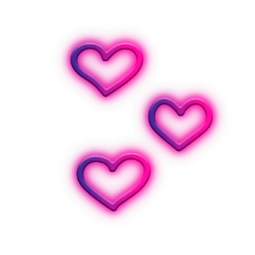 pink heart, purple heart, heart-shaped transparent background color, neon heart and white background, photoshop heart sticker