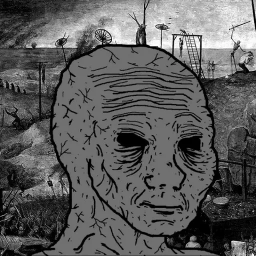 человек, ведьмак, doomer wojak, мертвый wojak, withered wojak