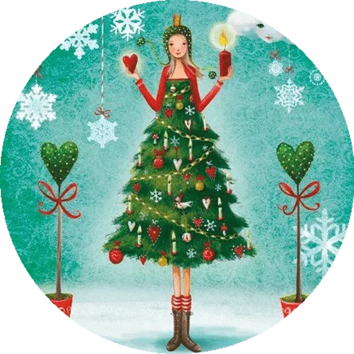 новогодний, елка рождественская, рождественские иллюстрации, новогодние рождественские открытки, иллюстрации художницы mila marquis