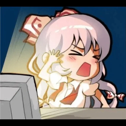 аниме, аниме неко, смайлы аниме, mokou fujiwara, аниме смайлики