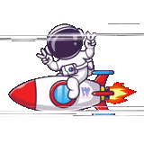 animación, astronauta, astronauta cohete, mascota cósmica
