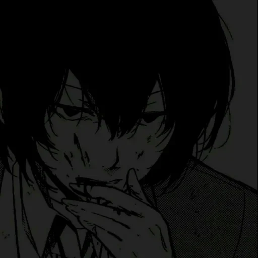 dazai, immagine, anime dazai, osamu dadzai, dadzai osamu con lividi sotto gli occhi dell'arte