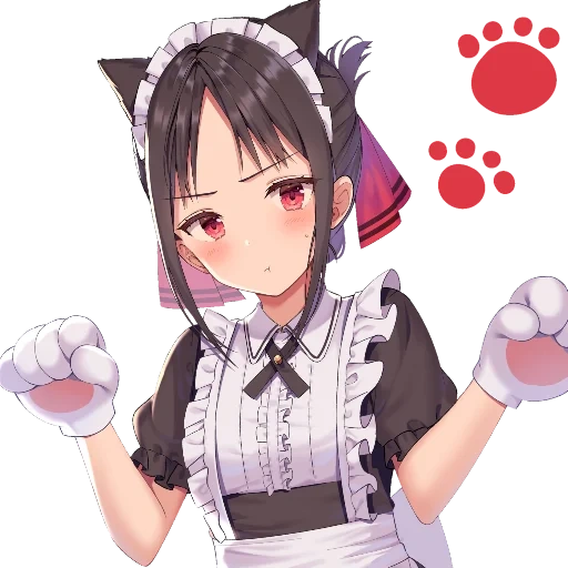 anime neko, anime girl, maid cartoon, lori maid animation, jiagu maid