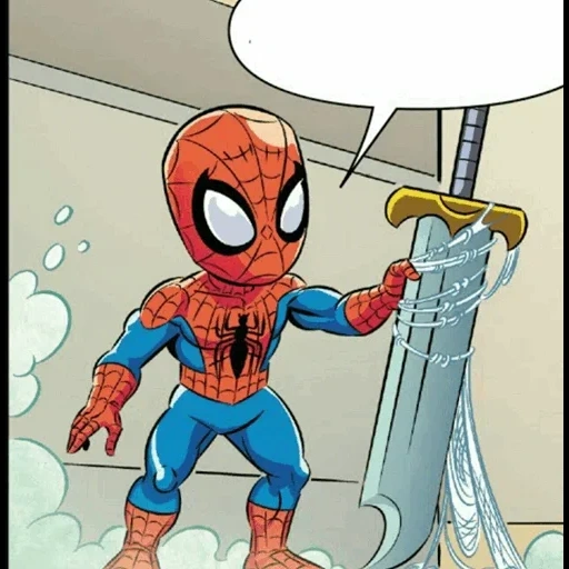komik, manusia laba-laba, spider-man flash, komik laba laba pria chibi, chibi heroes marvel pauk man