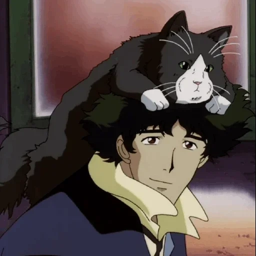 cowboy bibopp, spike spiegel, cowboy than pope cat, cowboy bebop animation, spike cowboy beats pope