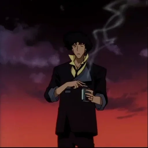 cowboy bibopp, vincent is in kava, cowboy bebop animation, anime cowboy bibop, spike spiegel smokes