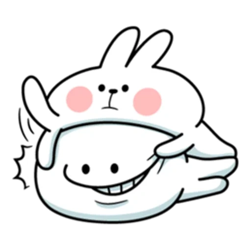 line sticker smiling rabbit, gaya kelinci, anime, garis lucu gambar kelinci, vk rabbit sticker