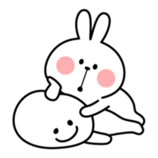 lapin, deux lapins, les lapins aiment, le dessin de lapin est mignon, lapins mignons