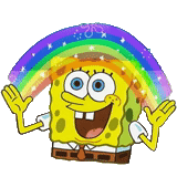 sponge bob rainbow, sponge bob magic, sponge bob imagination, sponge bob square pants, imagination of spange bob by the inscription