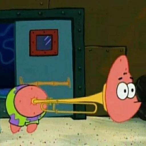 patrick starr, patrick trombone, patrick spongebob, fische schwammbohnenmeme, spongebob square hose