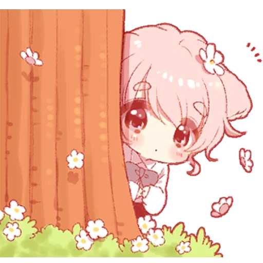 chibi, chibi kirschblüte, anime cute, schöne chibi figurenmalerei, anime muster niedlich
