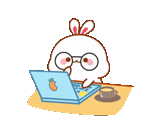 computadora portátil, mimi conejo, los dibujos son lindos, dibujos de kawaii, lindos dibujos de chibi