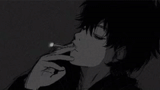 foto, anime é preto, anime triste, pacote de cigarros, caras fumantes de artes de anime