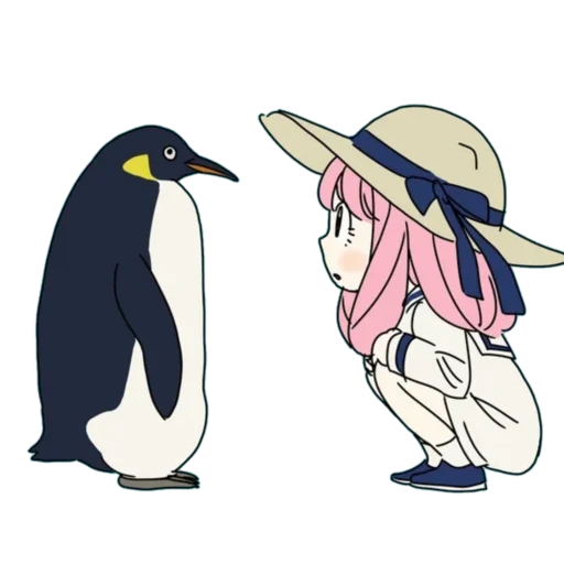 kecil, pinguin, penguin schatz, anime charaktere, penguin süße zeichnung