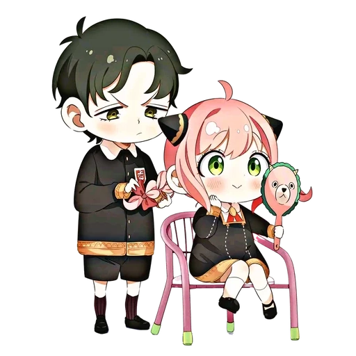 animação é fofa, anya x damian, personagem de anime, papel de animação, padrão bonito anime