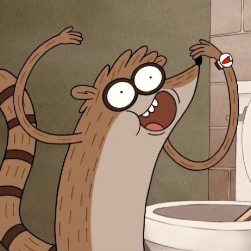 fasilye, rigby cartoon, apenas um desenho animado, um desenho animado comum, rigby grita oohh