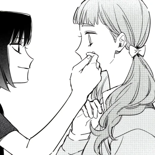 figure, yuri manga, couples d'anime, le baiser de la bande dessinée de yuri, anime mignon patterns