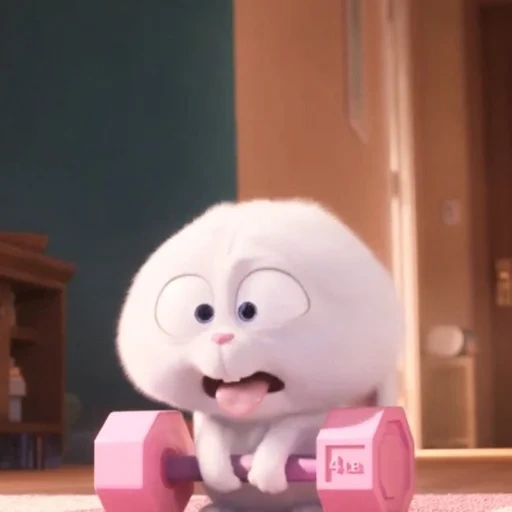 kartun, kartun bola salju, kelinci dengan kubus perut, kehidupan rahasia hewan peliharaan, snowball last life of pets