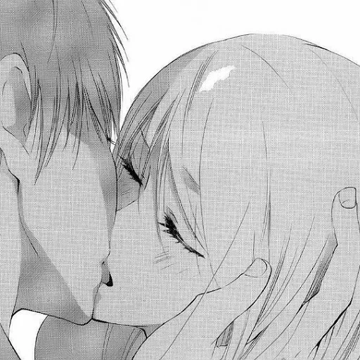 a pair of manga, anime couples, anime manga, anime kiss, kiss anime drawing