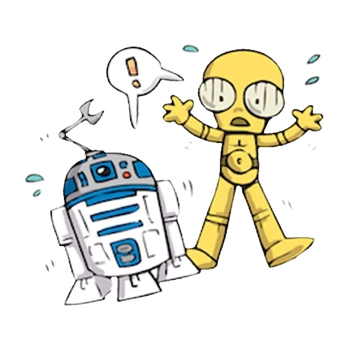 gambar robot, star wars, menggambar robot, humanisasi r2d2 c3po