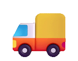 un camion, camion emoji, camion jaune, icône du camion rouge