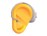 ohr, emoji ohr, emoji gerücht, emoji hörapparat, lächelt mit einem hörgerät