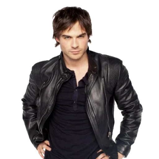 matt damon, damon salvatore, ian somerhold, veste en cuir par ian somerhold, damon salvatore the vampire diaries