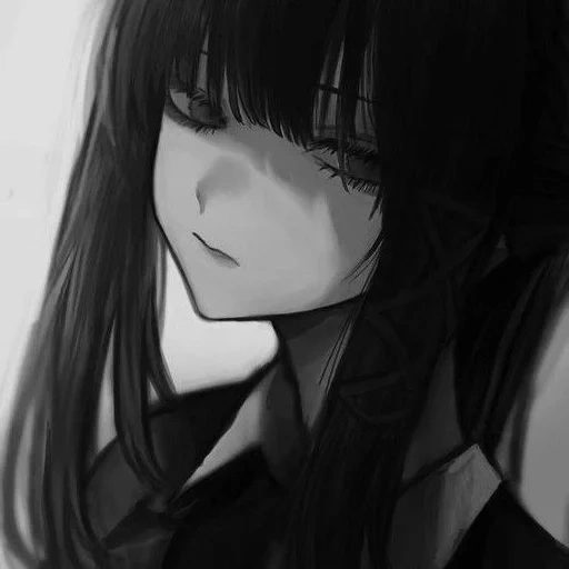 anime dark color, anime girl, sad animation, sad cartoon girl, anime girl sadness