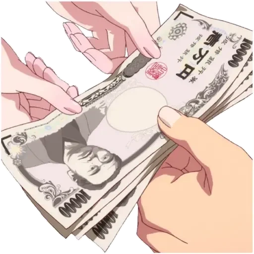 аниме, деньги, аниме деньги, мидзухара чизуру 18, аниме рука деньгами